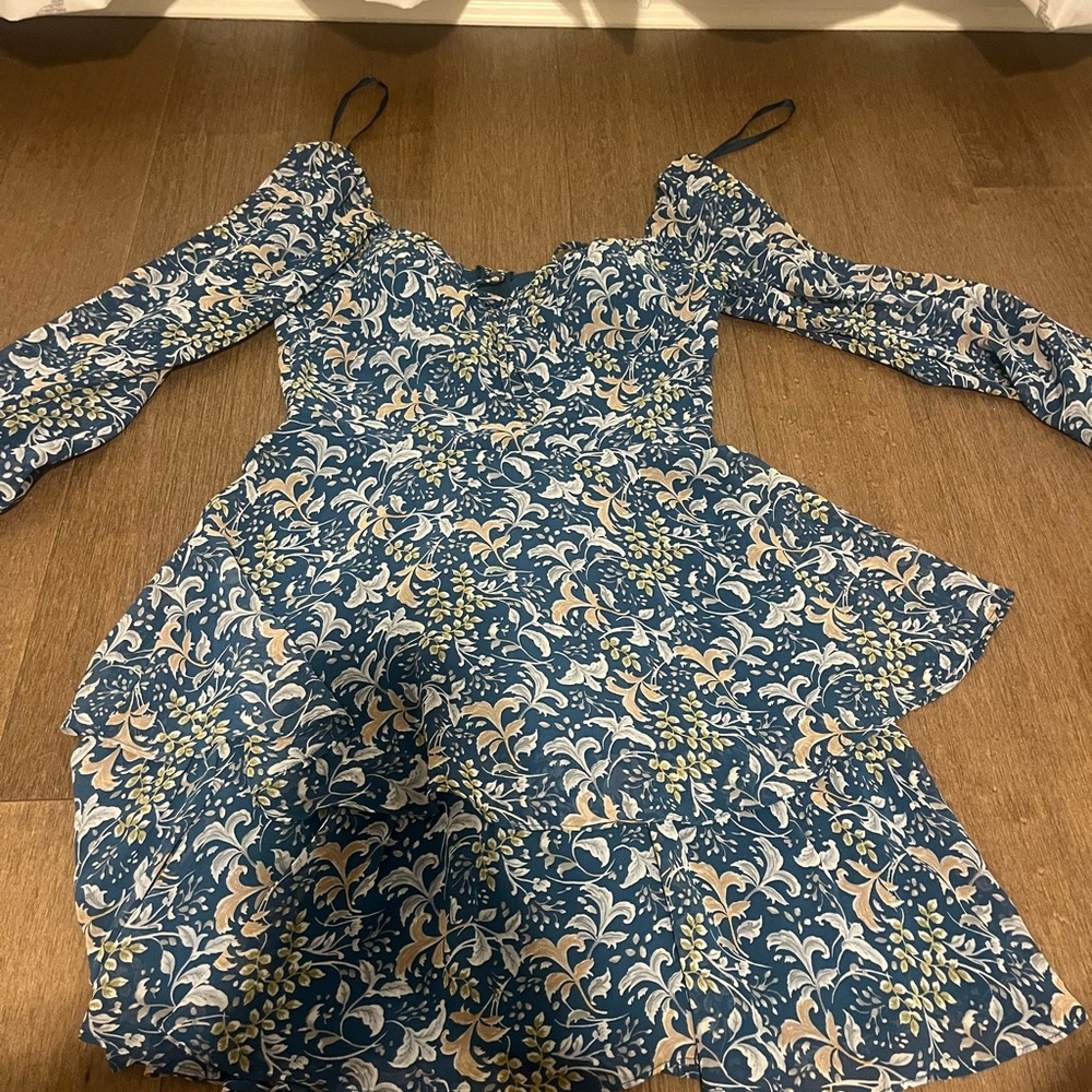 City Studio Blue and White Patterned Dress